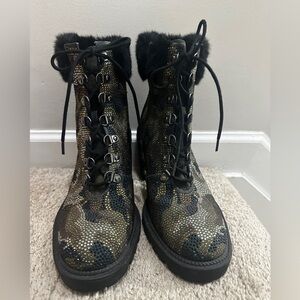 Jessica Simpson glitter camo combat boots